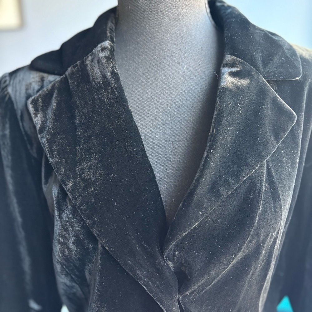 Nicole by Nicole Miller Vintage 3/4 Sleeve Black Velvet 1-Button Blazer Holiday - Picture 4 of 16